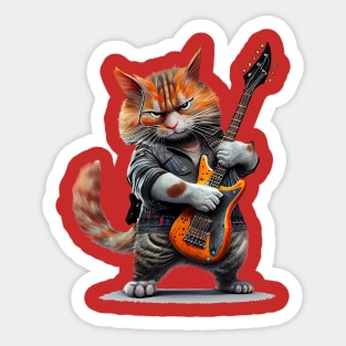 Funny Guitar Cat Rock Tee Funny Guitar Cat Rock Cat Sticker